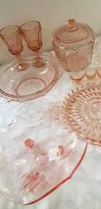 lot 82 image: Collection of Pink Depression Glass