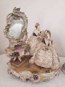 lot 57 image: Antique Dresden Volkstedt Figurine Pair