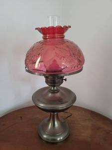 lot 55 image: Vintage Cranberry Glass Lamp
