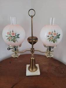 lot 70 image: Vintage Victorian Double Hurricane Lamp