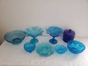 lot 87 image: Vintage Blue Glass Collection