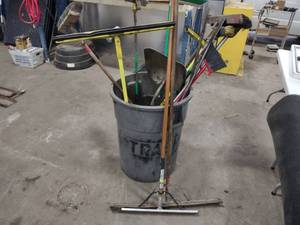 Assorted Brooms & Misc. with Can...