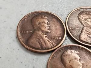 lot 06 image: 3 US WHEAT CENTS 1920-S 1921-S 1923-S