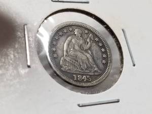 lot 32 image: 1845 US SEATED LIBERTY HALF DIME