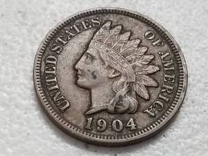 lot 57 image: 1904 INDIAN HEAD CENT VF