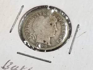 lot 63 image: 3 US SILVER DIMES 1898 BARBER 1925 1937 MERCURY