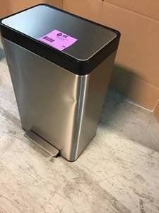 lot 24 image: 13 Gal. Stainless Steel Step Trash Can by KOHLER have some damage see pics