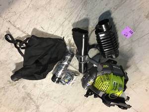 lot 34 image: RYOBI 175 MPH 760 CFM 38cc Gas Backpack Leaf Blower not used