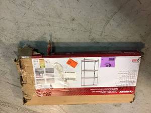 lot 39 image: Husky Silver 4-Tier Heavy Duty Steel Garage Storage Shelving Unit (36 in. W x 72 in. H x 18 in. D) customer returns damage