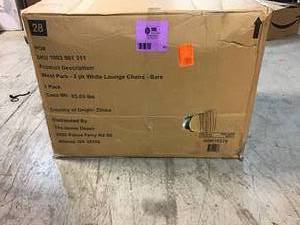 lot 43 image: Hampton Bay West Park White Aluminum Outdoor Patio Lounge Chair with CushionGuard Stone Gray Cushions (2-Pack) not used