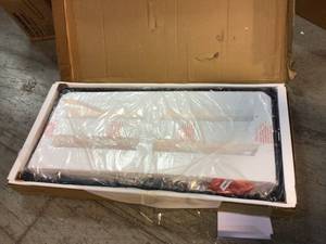 lot 79 image: Walker Edison Furniture Company 48 in. Dark Walnut Large Rectangle MDF Coffee Table with Shelf