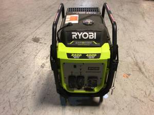lot 103 image: RYOBI 4000-Watt Gasoline Powered Digital Inverter Generator with CO Shutdown customer returns  see pic
