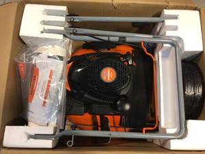 lot 104 image: YARDMAX 21 in. 170cc OHV Walk Behind Gas Push Mower 3-in-1 Mulch, Side Discharge, and Rear Bag open box not used