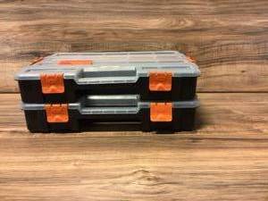 HDX 15-Compartment Interlocking Small Parts Organizer in Black (2-Pack)