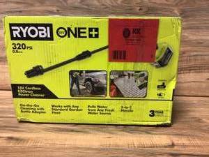 lot 2 image: RYOBI ONE 18V EZClean 320 PSI 0.8 GPM Cordless Cold Water Power Cleaner with Battery and Charger