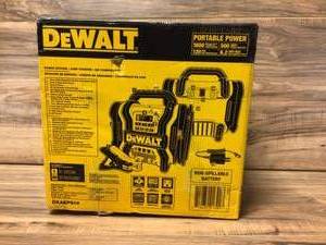 lot 4 image: DEWALT 1600 Peak Amp Portable Car Jump Starter with 120 PSI Digital Air Compressor and 500-Watt Inverter Open box customer returns see pictures