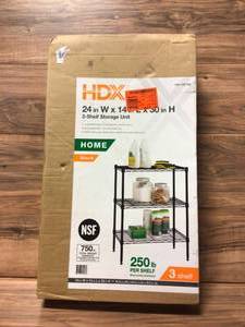 lot 6 image: HDX Black 3-Tier Metal Wire Shelving Unit (24 in. W x 30 in. H x 14 in. D) Open box customer returns see pictures
