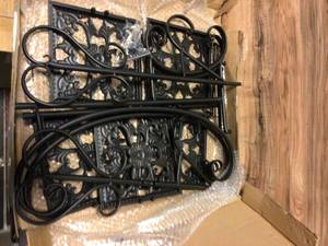 lot 16 image: 22.4 in. D x 10.4 in. W x 42.3 in. H Black Metal Iron 5 Tiers Garden Plant Stand Flower Pot Display Rack