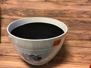 lot 56 image: Decatur 22 in. Blanc de Blanc Resin Planter Pot