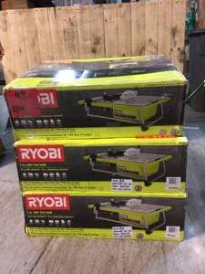 lot 59 image: lOT OF 3 RYOBI 7 in. 4.8 Amp Tabletop Tile Saw open box customer returns various conditions
