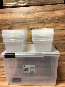 lot 75 image: 74 -Qt. Latching Clear Storage Container with Gray Handles
