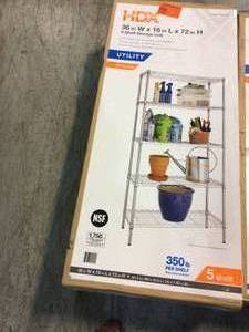 lot 93 image: HDX Chrome 4-Tier Metal Wire Shelving Unit (36 in. W x 54 in. H x 14 in. D)