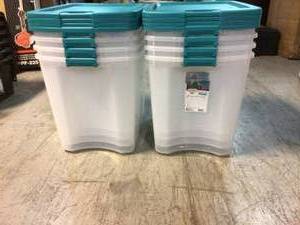 lot 97 image: Sterilite 26 Gal. Latch and Carry Storage Bin