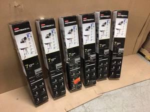 lot 105 image: Lot of Rubbermaid All-In-One FastTrack Garage Storage Rail System Tool Kit Open box customer returns see pictures