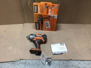 lot 107 image: RIDGID 18V OCTANE Brushless Cordless 12 in. High Torque 6-Mode Impact Wrench (Tool-Only) with Belt Clip Customer Returns See Pictures