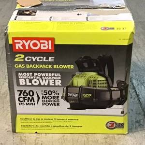RYOBI 175 MPH 760 CFM 38cc Gas Backpack Leaf Blower Open Box customer return see pictures