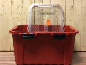 Husky 20-Gal. Professional Duty Waterproof Storage Container with Hinged Lid in Red