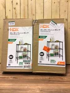 HDX Black 3-Tier Metal Wire Shelving Unit (24 in. W x 30 in. H x 14 in. D)
