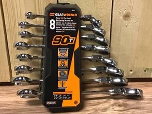 GEARWRENCH 90-Tooth SAE Ratcheting Flex-Head Combination Wrench Set with Tray (8-Piece)