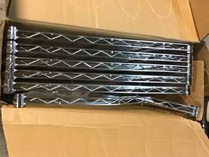 HDX Chrome 6-Tier Metal Wire Shelving Unit (24 in. W x 60 in. H x 14 in. D)  PLS SEE PIC BEND DAMAGE