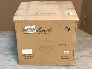 World Imports Rue Maison 6-Light Iron and Euro Bronze Chandelier with Beige Drum Shade Customer Returns See Pictures