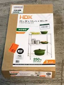 HDX Chrome 3-Tier Steel Wire Shelving Unit (24 in. W x 30 in. H x 14 in. D) Customer Returns See Pictures