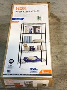 HDX Black 5-Tier Steel Wire Shelving Unit (36 in. W x 72 in. H x 16 in. D) Customer Returns See Pictures