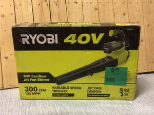 RYOBI 40-Volt 155 MPH 300 CFM Cordless Battery Jet Fan Leaf Blower with 4.0 Ah Battery and Charger Customer Returns See Pictures