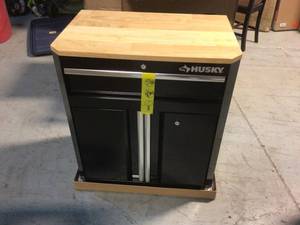 Ready-to-Assemble 24-Gauge Steel 1-Drawer 2-Door Garage Base Cabinet in Black (28 in. W x 33 in. H x 18 in. D) by Husky Customer Returns See Pictures
