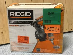 RIDGID Pneumatic 15 Deg. 1-34 in. Coil Roofing Nailer  USED Customer Returns See Pictures