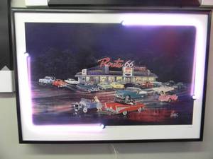 THE WAY IT WAS By C.W. SAVAGE NEON ARTWORK ROUTE 66 - GREAT CONDITION - WORKS - NICE - APPROX 30 By 21 - SEE PICTURES