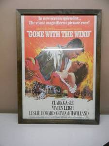 VINTAGE ORIGINAL 1976 GONE WITH THE WIND MOVIE POSTER, IN ORIGINAL FRAME - FANTASTIC PIECE - VERY NICE - APPROX 22 By 30 - SEE PICTURES