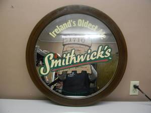 RARE - SMITHWICKS IRELANDS OLDEST ALE BAR SIGN  MIRROR - VERY NICE - GREAT PIECE - APPROX 28 - SEE PICTURES
