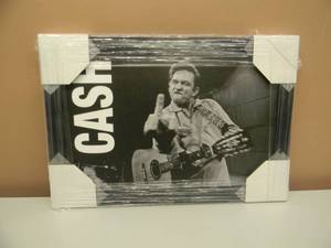 JOHNNY CASH THE FINGER TEXTURED PRINT ON HARDBOARD, PROFESSIONALLY FRAMED - NEW - AWESOME PIECE - APPROX 20 By 14 - SEE PICTURES