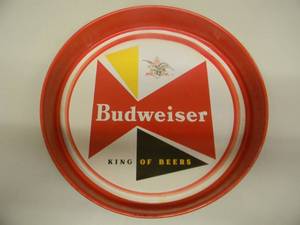 VINTAGE 1970s BUDWEISER KING OF BEERS BEER TRAY - VERY NICE FOR ITS AGE - COOL PIECE - SEE PICTURES