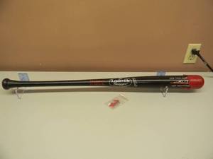 RARE - MAKERS MARK BOURBON BLACK LOUISVILLE SLUGGER BASEBALL BAT DIPPED IN WAX - WITH HANGING BRACKETS, FULL SIZE BAT - FANTASTIC PIECE - SEE PICTURES