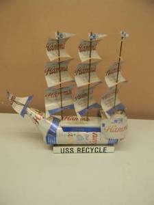 VINTAGE HAMMS BEER USS RECYCLE SHIP - VERY COOL PIECE - APPROX 12 By 12 - SEE PICTURES
