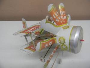 VINTAGE LONE STAR BEER CAN FOLK ART HANDMADE AIRPLANE - VERY COOL PIECE - APPROX 10 By 7 - SEE PICTURES