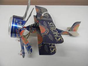 VINTAGE STROHS BEER CAN FOLK ART HANDMADE AIRPLANE - VERY COOL PIECE - APPROX 10 By 7 - SEE PICTURES