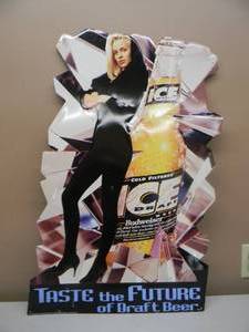VINTAGE BUD ICE SUPERMODEL TIN BAR SIGN - NICE - APPROX 20 By 32 - SEE PICTURES